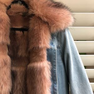 Pink fuz vintage denim jacket